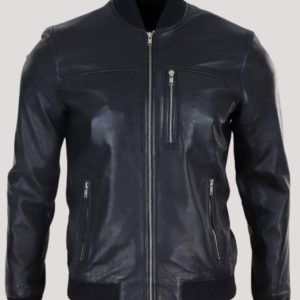 Mens Faux Leather Bomber Jacket