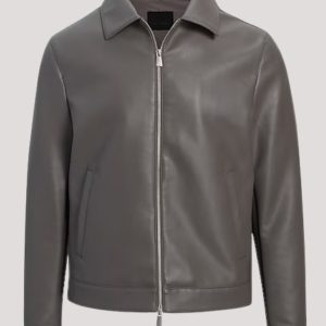 Men's Grey Faux Leather Jacket