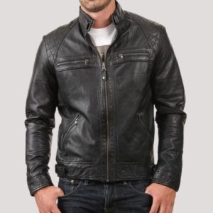 Mens Leather Jacket With Collar