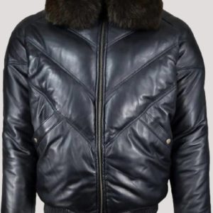 Mens Leather Jacket With Fur Collar