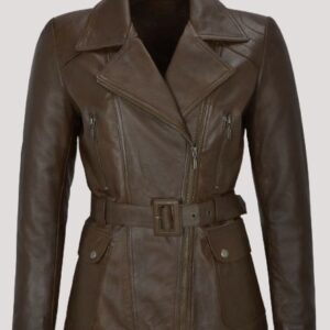 Mid Length Leather Jacket Womens