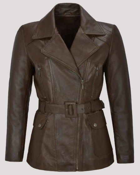 Mid Length Leather Jacket Womens
