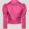 Womens Pink Valentino Leather Biker Jacket - Image 2