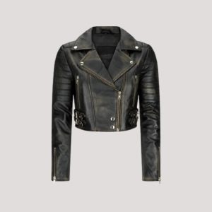 Short Black Leather Jacket Womens