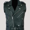 Sleeveless Leather Jacket Mens