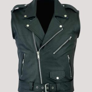 Sleeveless Leather Jacket Mens