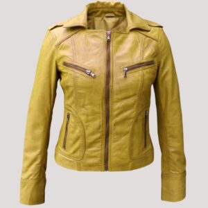 Yellow Leather Jacket Womens