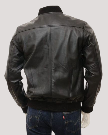 Black Bomber Jacket Leather - Color Jackets