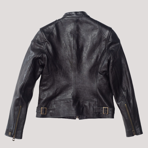 Women’s Cafe Racer Leather Black Jacket - Image 2