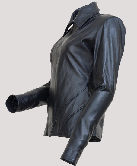 Womens Anne Hathaway Black Leather Jacket - Image 3