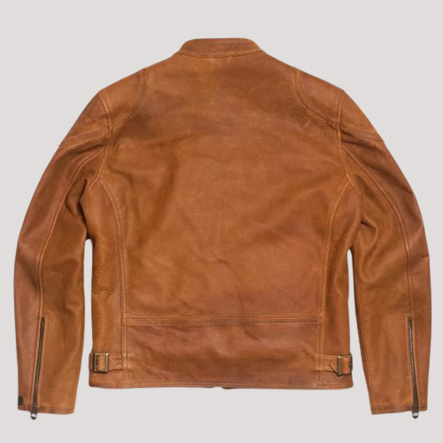 Mens Cafe Racer Nubuck Leather Jacket - Image 2