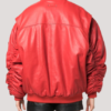 Young Poets Oversized Red Bomber Leather Jacket - Image 3