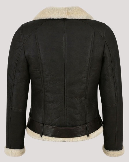 Women's Biker Faux Fur Shearling Leather Jacket - Image 2
