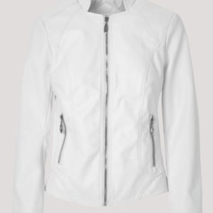 White Faux Leather Jacket Womens