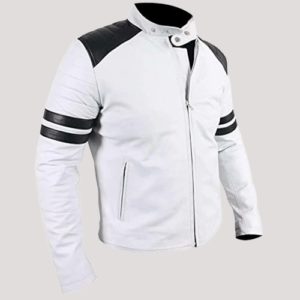 White Leather Jacket Male