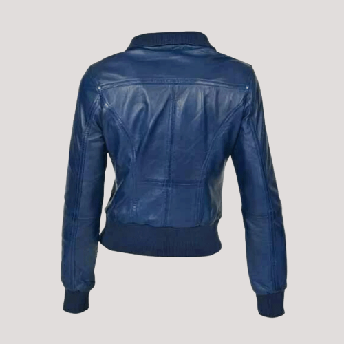 Women’s Bomber Classic Biker Leather Jacket - Image 2