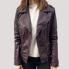 Rehana Dark Purple Womens Leather Jacket - Image 2