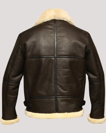 Mens Brown B3 Flight Faux Fur Lined Leather Jacket - Image 2