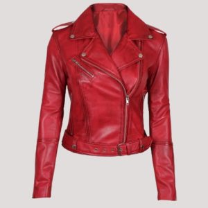 Ladies Red Leather Jacket