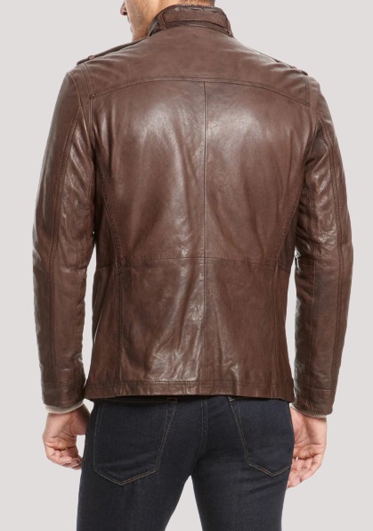 Mens Biker Brown Soft Leather Jacket - Image 2