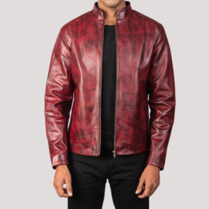 Maroon Leather Mens Jacket