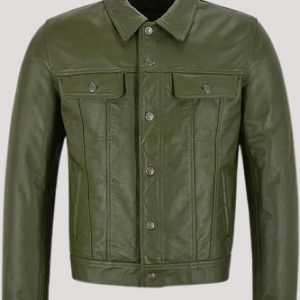 Olive Green Leather Jacket Mens