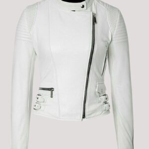Plus Size White Leather Jacket