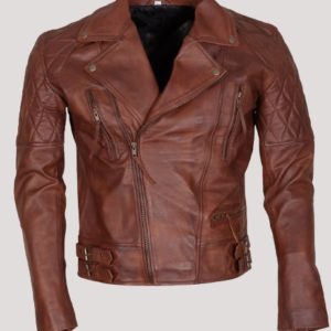 Vintage Leather Biker Jacket Mens