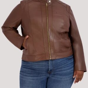 Women's Plus Size Leather Motorcycle Jacket
