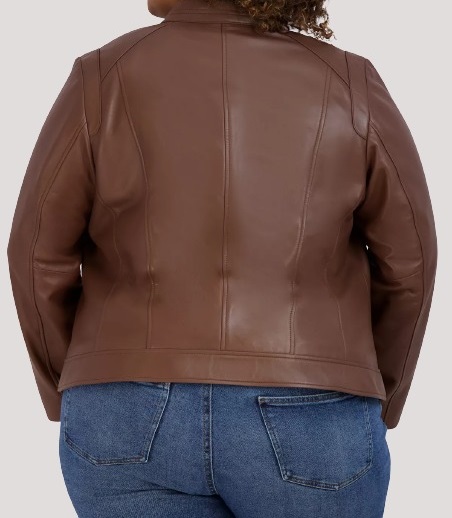 Women's Plus Size Motorcycle Leather Jacket - Image 3
