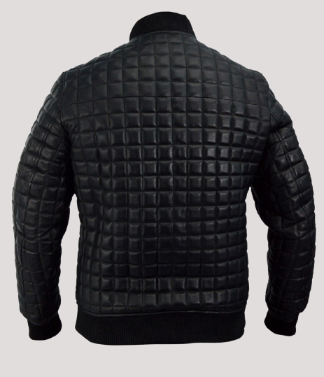 Usher Bomber Black Quilted Leather Jacket - Image 3