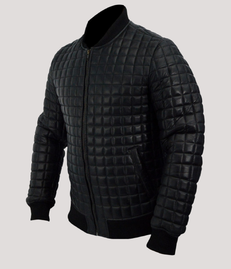 Usher Bomber Black Quilted Leather Jacket - Image 2