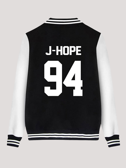 Mens BTS Varsity Black And White Jacket - Image 2