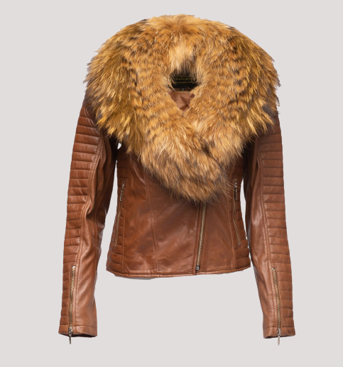Fur Collar Leather Jacket