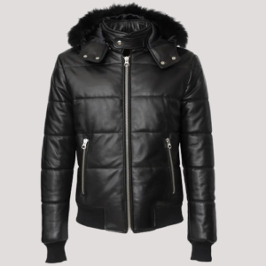 Leather Down Jacket Mens