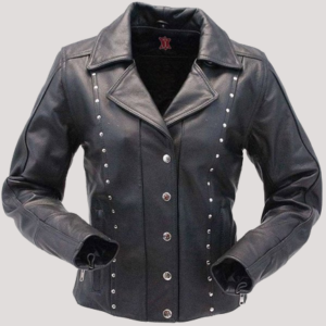 Womens Studded Black Leather Jacket
