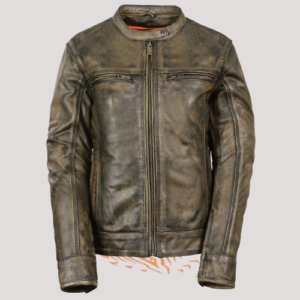 Distressed Brown Leather Motorcycle Jacket