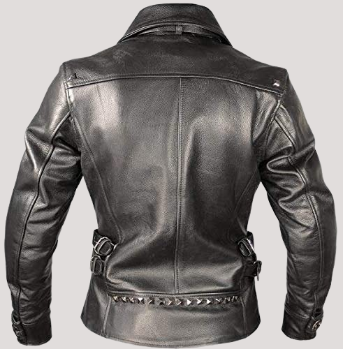 Women's Black Leather Punk Studded Jacket - Image 4