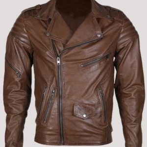 Mens Brown Leather Biker Jacket