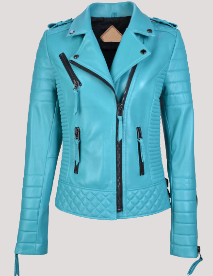 Teal Leather Jacket Womens