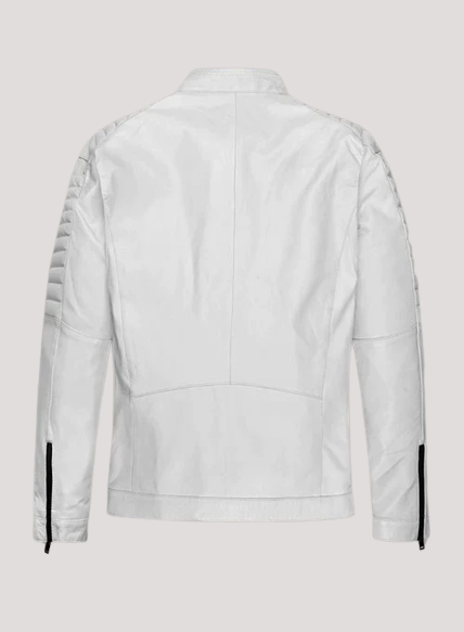 Vin Diesel Custom Handmade White Biker Leather Jacket - Image 2