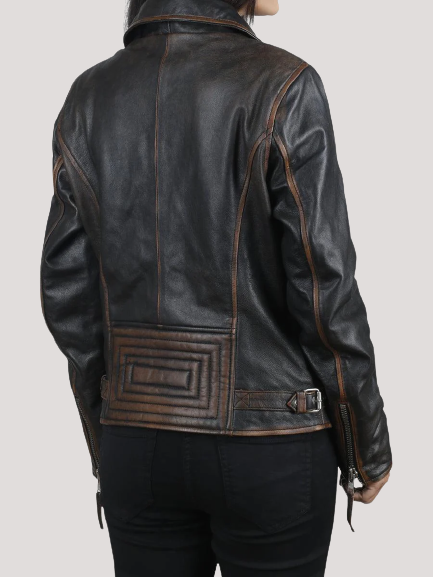 Women's Daniela Biker Dark Brown Leather Jacket - Image 3