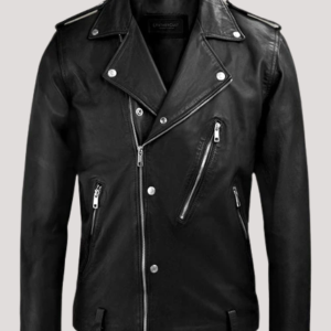 Black Biker Leather Jacket Mens