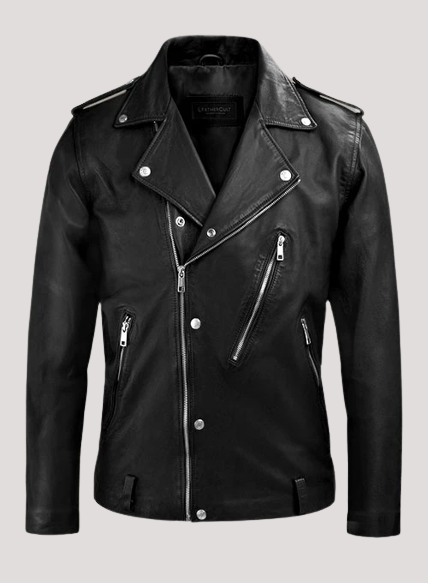 Black Biker Leather Jacket Mens
