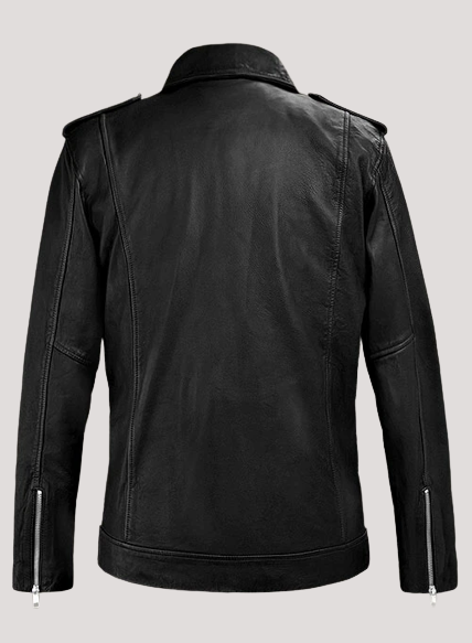 Mens Beast Black Leather Biker Jacket - Image 3