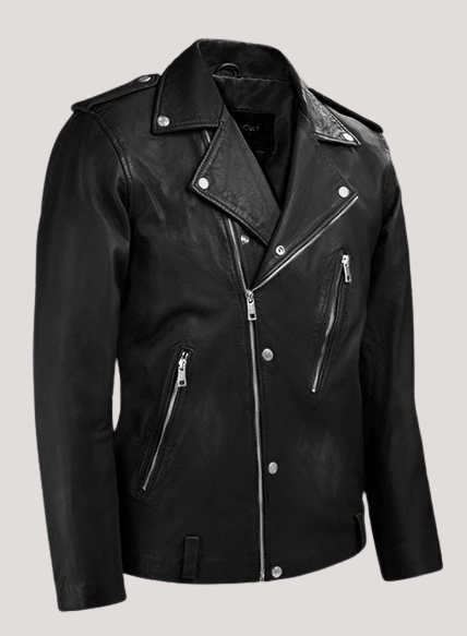 Mens Beast Black Leather Biker Jacket - Image 2