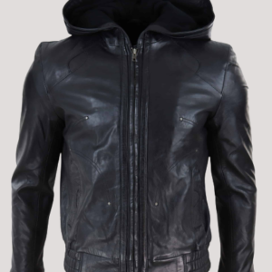 Black Leather Jacket Hood
