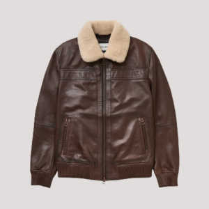 Brown Leather Sherpa Jacket