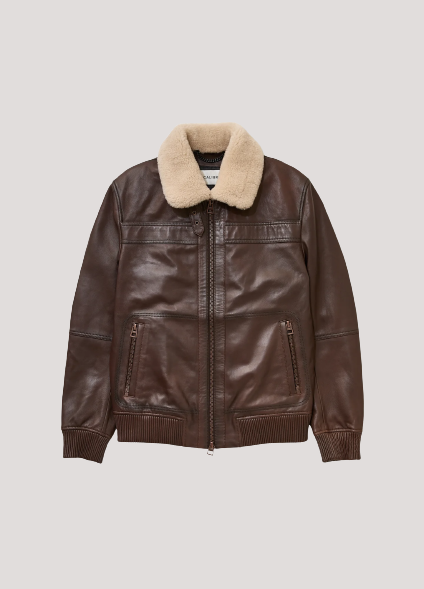 Brown Leather Sherpa Jacket