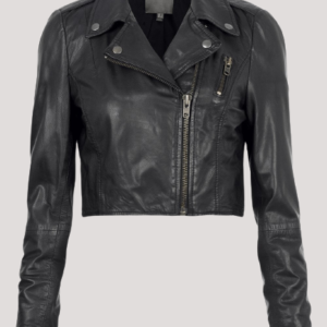 Cropped Leather Biker Jacket